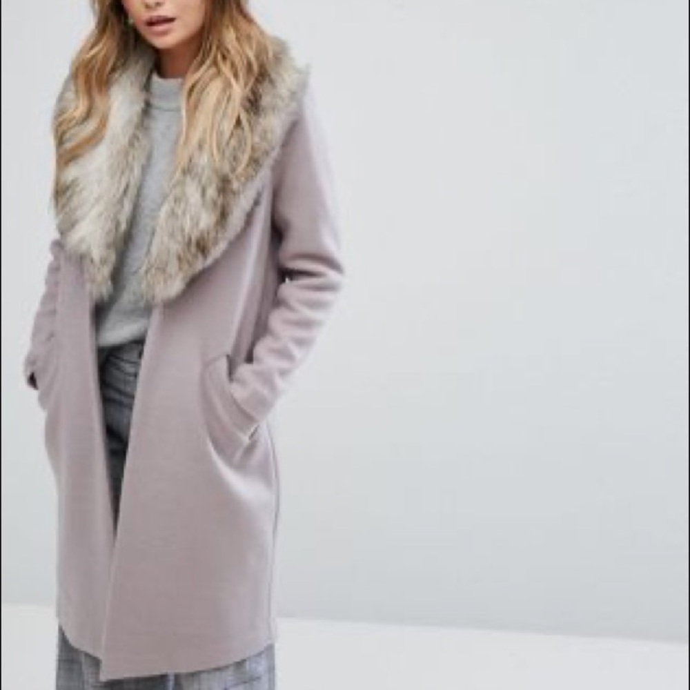 River Island Detachable Fur Collar Coat